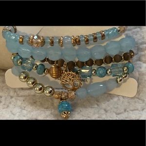 Wrap Style Beaded Bracelet Set with Charms